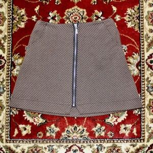 brown checkered mini skirt